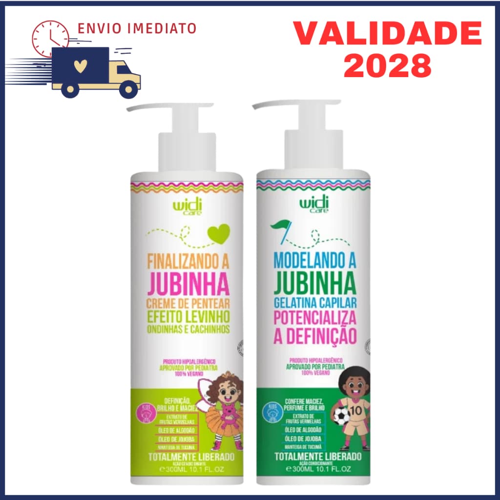 Kit Creme de Pentear Finalizador Infantil Levinho 300ml + Gelatina Modelando Jubinha 300g Widi Care