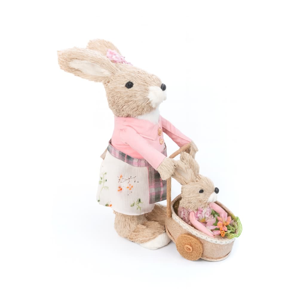 Decoração De Páscoa Coelho Fêmea Com Bebê Coelho 35 Cm D&a