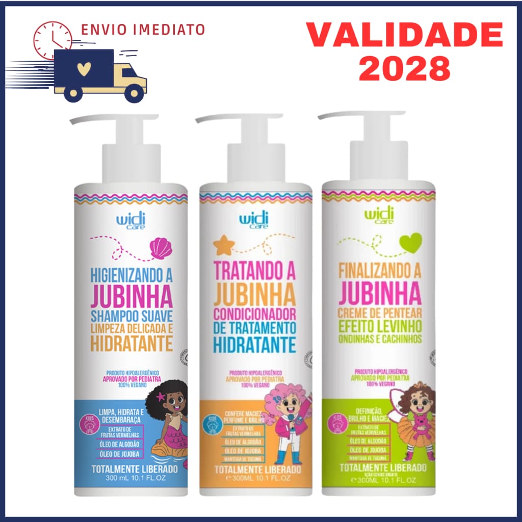 Kit Widi Care Jubinha Shampoo Infantil + Condicionador + Creme de Pentear Finalizador Levinho Cabelo Cacheado 300ml