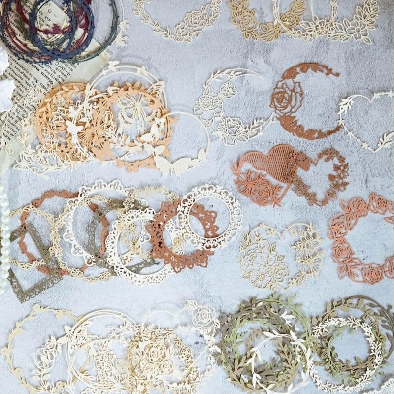 10 recortes de vazados delicado decoração scrapbook, bullet journal, planner