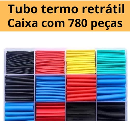 Kit De Tubo Termo Retrátil Espaguete Colorido Em Polietileno  780 peças Isolante Retrátil