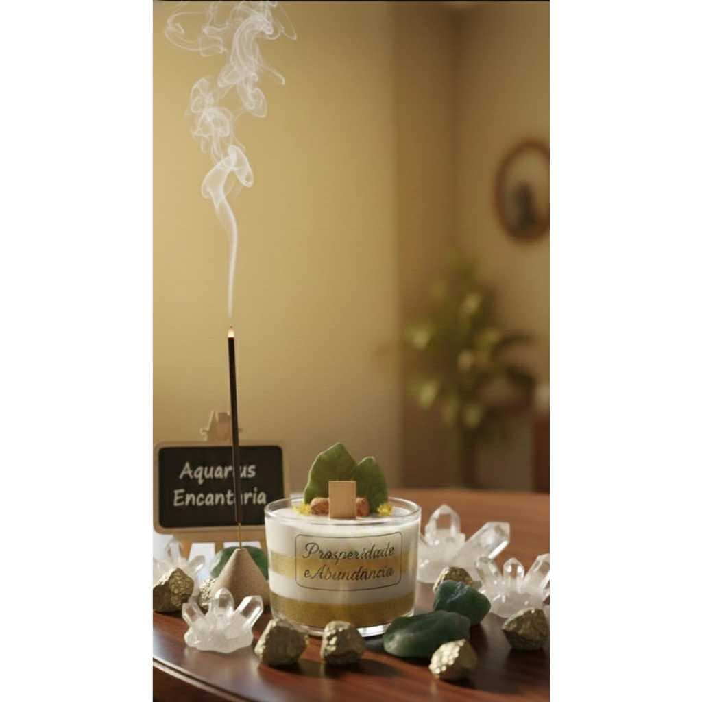Vela Prosperidade e Abundância Aromática Artesanal | Flor de Laranjeira, Canela e Sândalo | prosperidade| vela aromática