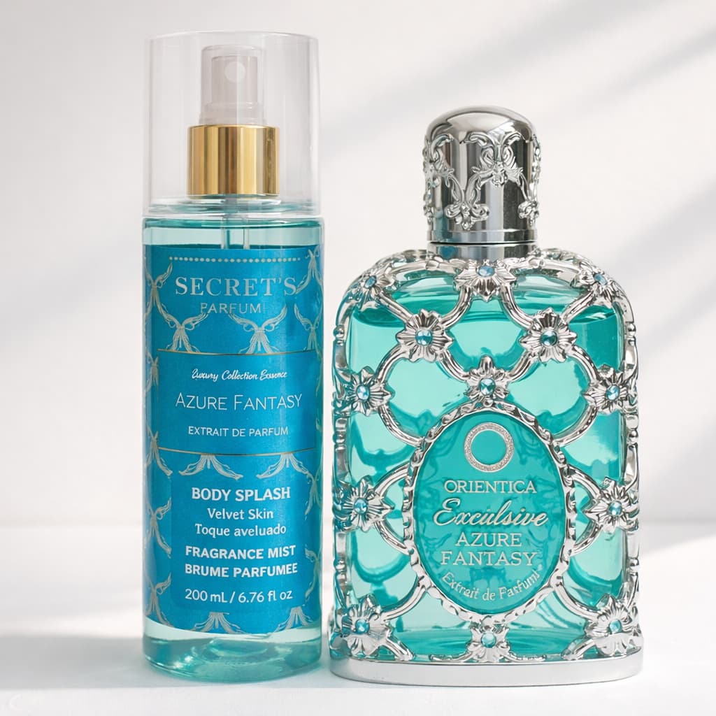 Body Splash 200ml Azure Fantazy Secret´s Parfum - Unissex, Longa Fixação, Refrescante, Velvet Skin