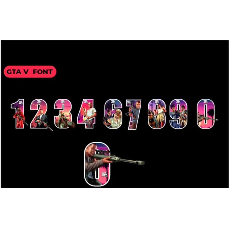 Fonte em termocolante para personalizar camisas de time e seleções gta V