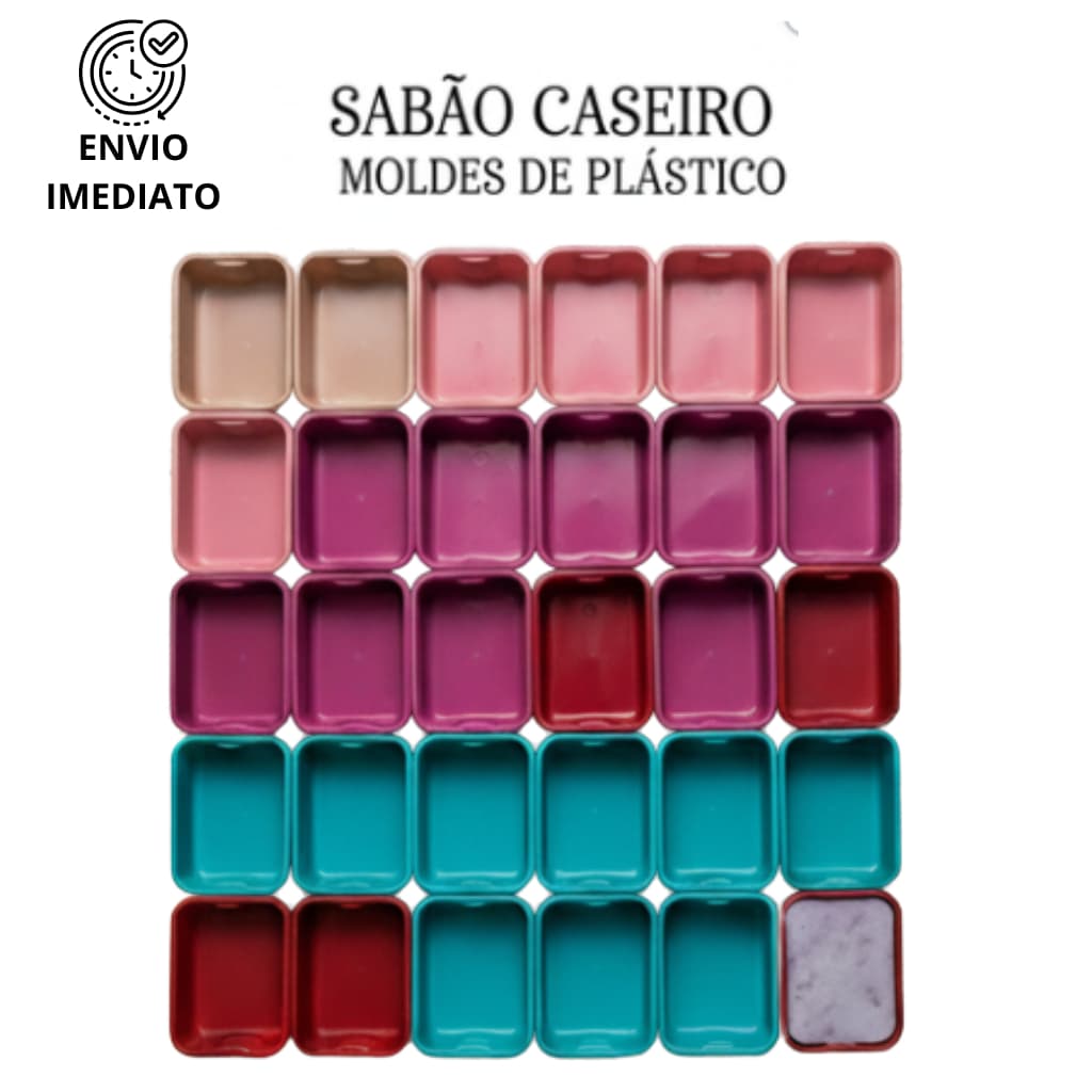 Kit 10 Formas Sabão e Sabonete Artesanal 250ml Plástico Reforçado Molde Barra Multiuso Com Tampa