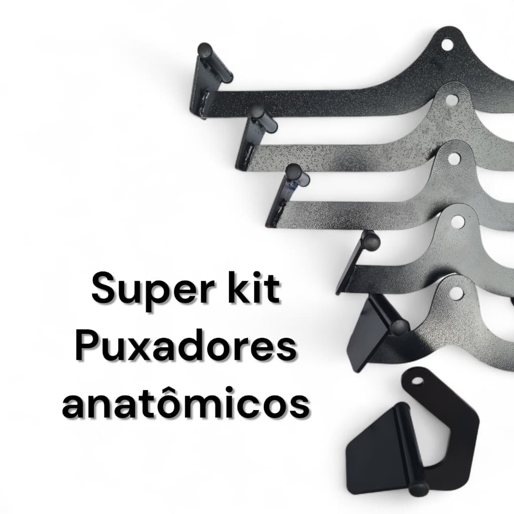 Kit SUPER COMPLETO puxadores anatômicos reforçados academia musculação