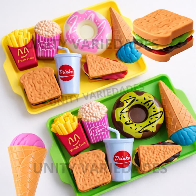 Comidinhas De Cozinha Infantil Menino Menina Kit 8 Pc Comidinha Brinquedo Mini Hambúrguer