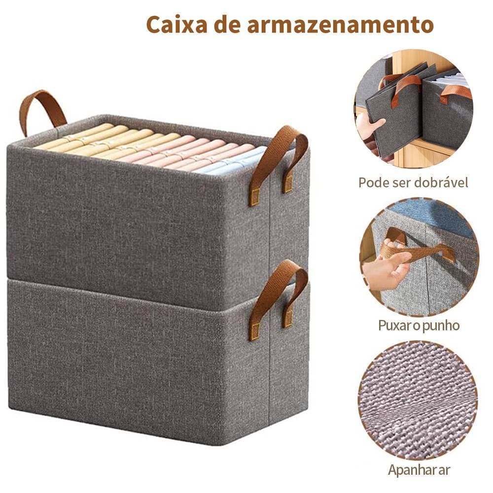 Estrutura Reforçada Caixas Organizadoras Armazenamento de Guarda-Roupa, Roupas, Brinquedos e Casa