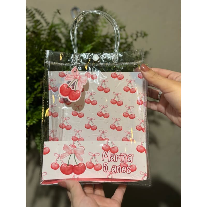Decoração Personalizada Para Sacolinha  NAO ACOMPANHA Sacola Tema Cerejinha - Lembrancinha Infantil - Todos os Temas