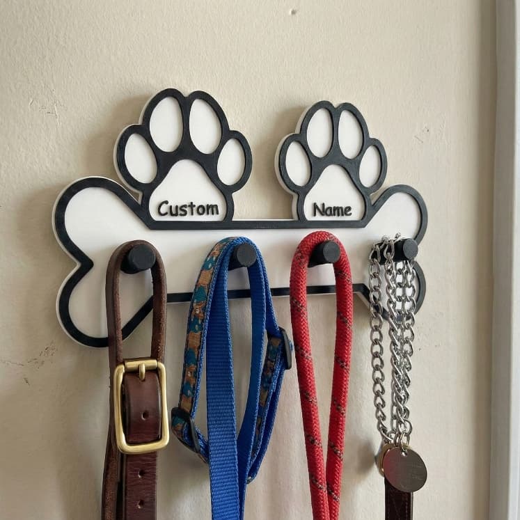 Porta Coleira Personalizado Formato Osso - Com Nome do Pet ( 1 ou 2 Nomes)
