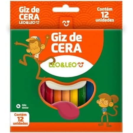Giz de Cera Fino  com  12 Cores Leo&Leo