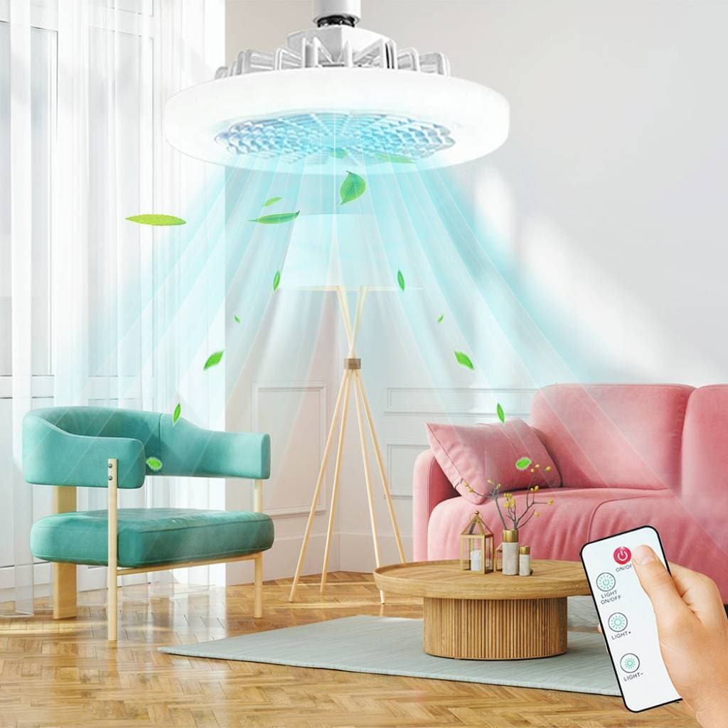 Ventilador Lâmpada De Teto Ajustável Luz Led Baixo Ruído Controle Remoto Incluído E27