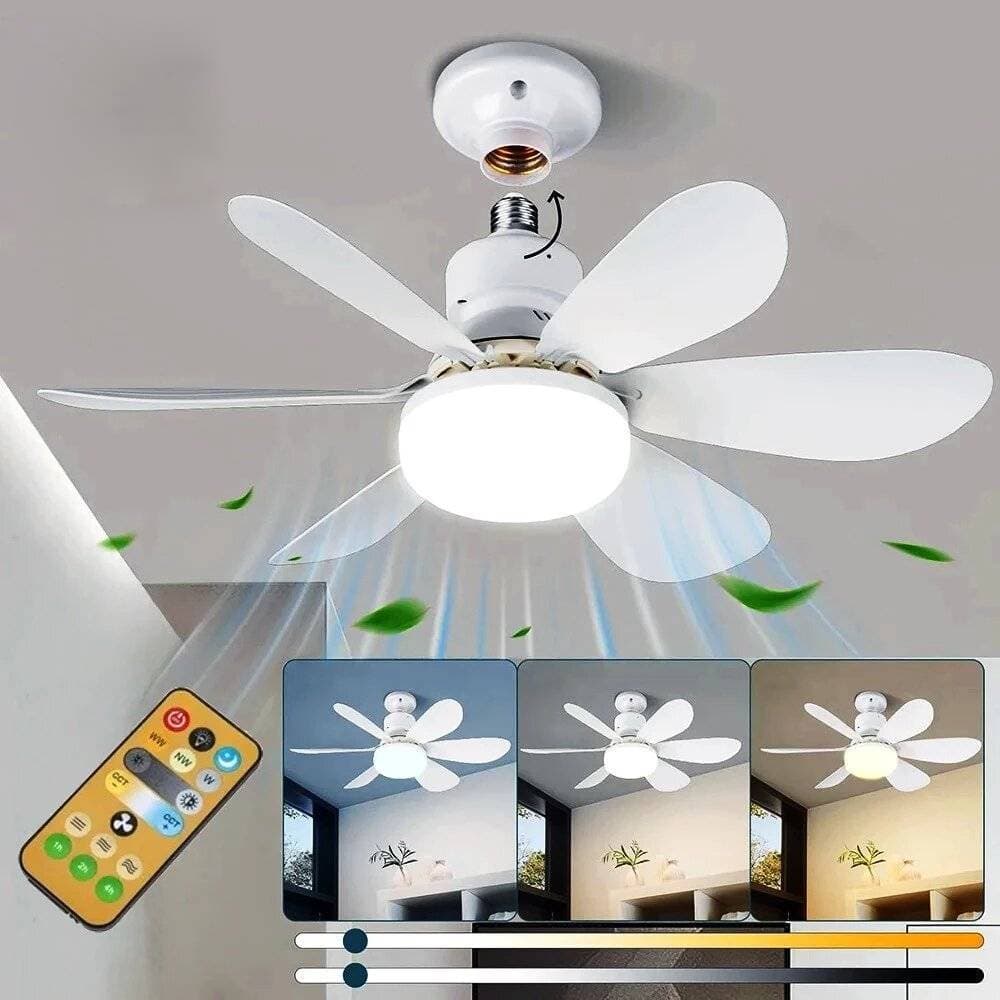 Lâmpada Ventilador De Teto Com Luz E27 Com Controle Remoto, 110V-220V