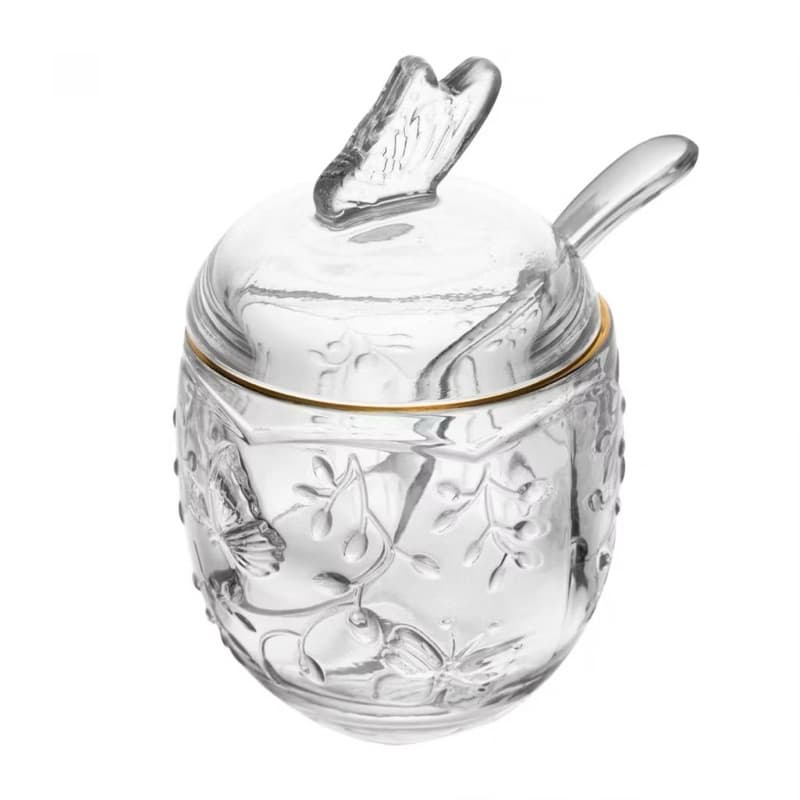 Açucareiro New Butterfly Borboleta C/ Fio Dourado 250ml em Cristal - Lyor