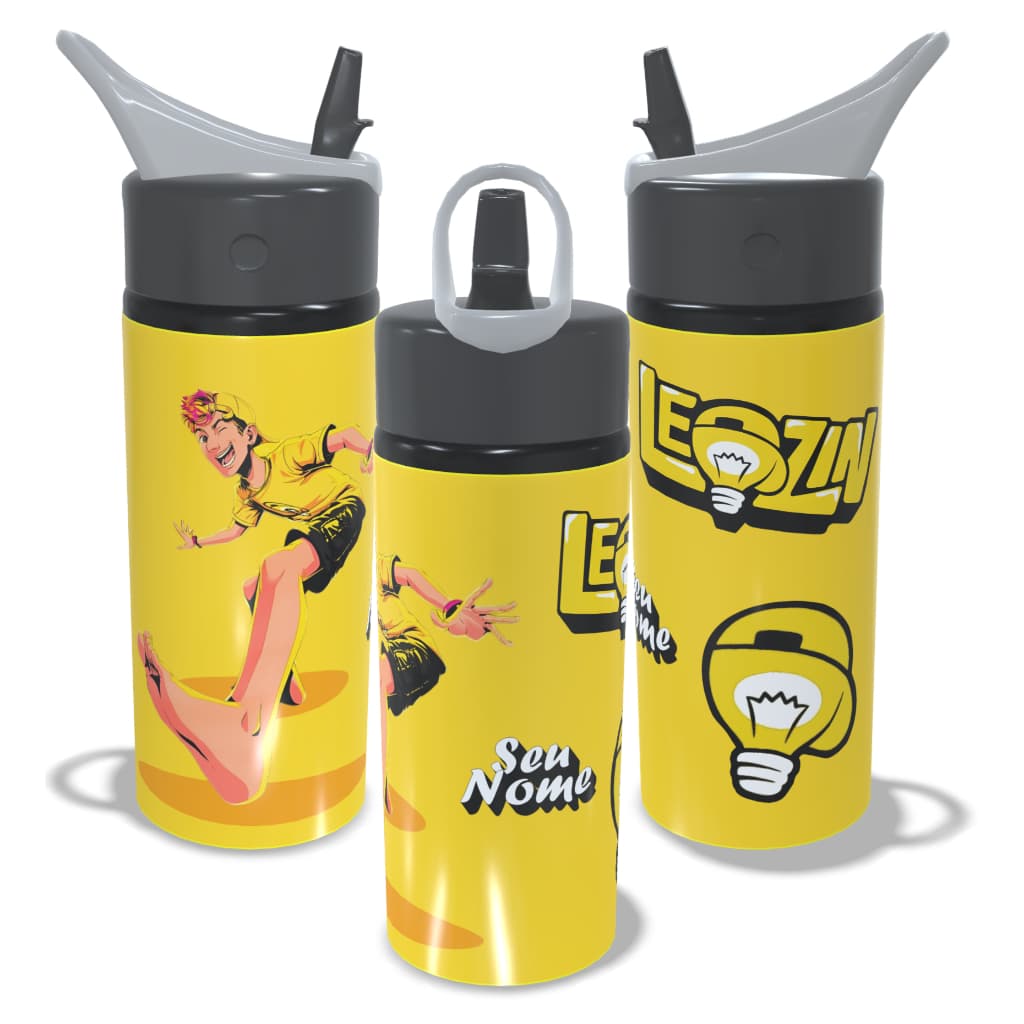 Garrafa Infantil de Alumínio Leozin Personalizada COM NOME 600ml