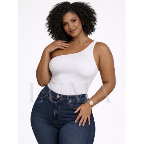 Body Feminino Mula Manca Suplex Bore Versátil Blusa Com Forro Duplo Blusinha Verão Tecido Premium Nula Manga Um Ombro Só