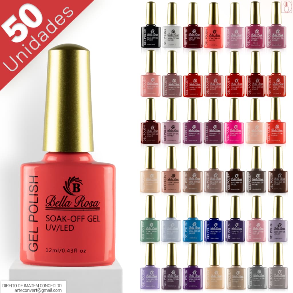 Kit 50 Esmaltes em Gel Bella Rosa Coleção Completa