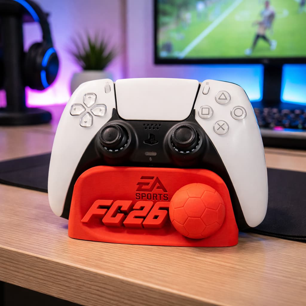 Suporte Controle PS5 EA Sports FC 26 – Porta Joystick Gamer Decorativo para Setup e Quarto Gamer