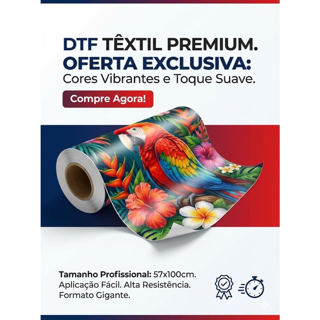 Dtf Para Camisetas 57x100 1 Metro Com Sua Estampa Impressão