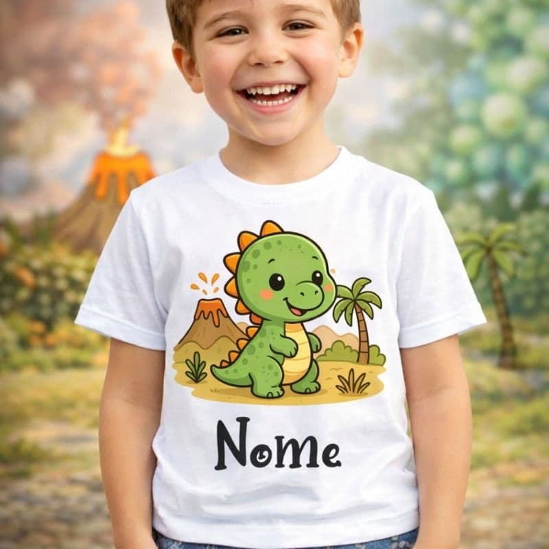 Camisa Personalizada Dinossauro Cute - Informar Nome