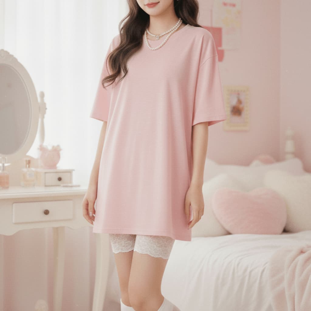 camisetao blusa oversized coquette soft kawaii rosa pastel harajuku y2k clean girl estilo coreano