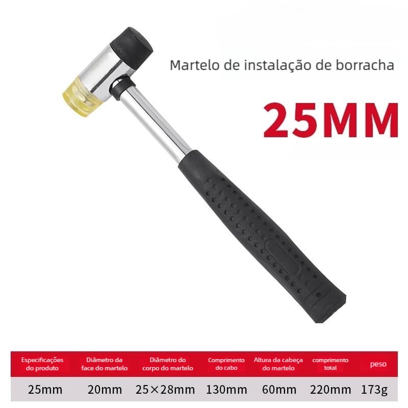 Martelo Martelinho Precisao Cabeca Dupla face Artesanato Costura 25cm Ponteira Borracha Ouro