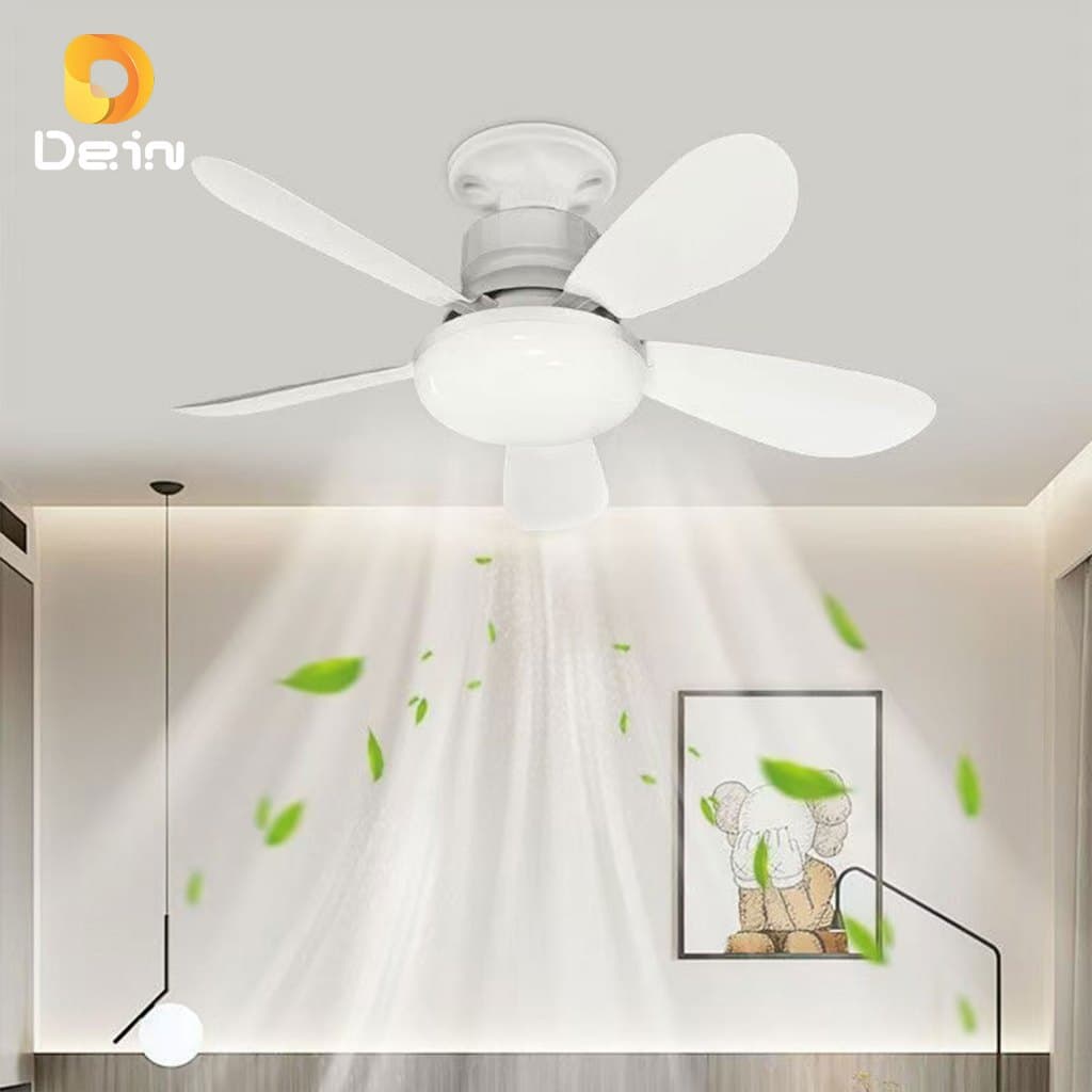 Lâmpada Ventilador LED 80W E27 6 Pás com Controle Remoto 3 Cores de Luz 52cm Bivolt