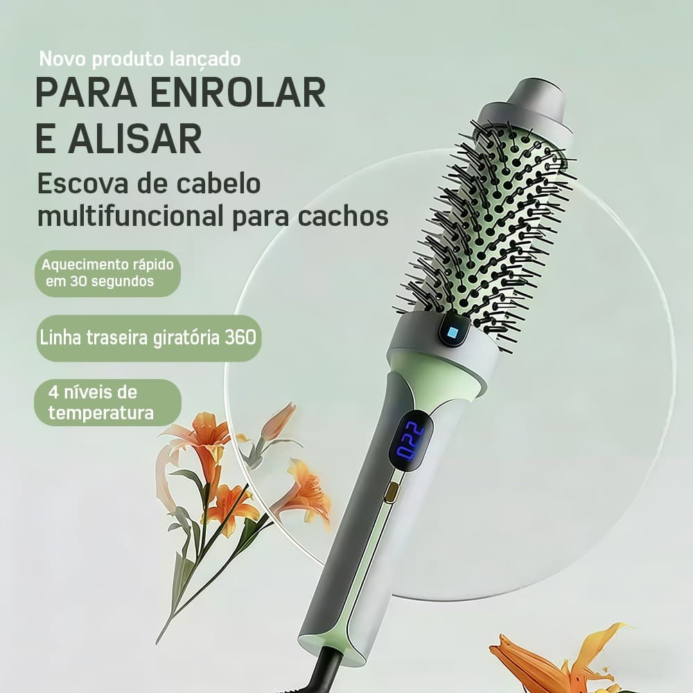Escova Elétrica Modeladora 2 em 1 – Alisa e Enrola com Aquecimento Rápido 220°C