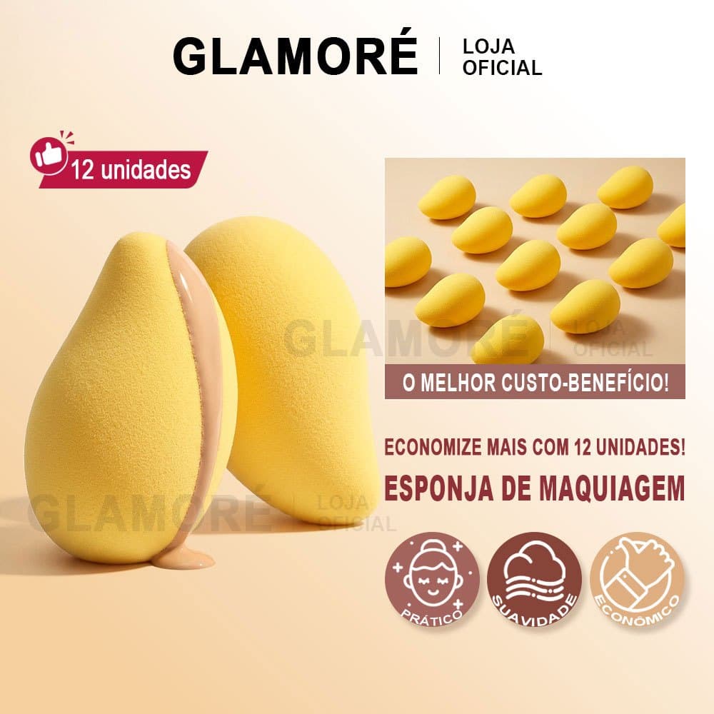 Kit 12 Esponjas de Maquiagem Manga Atacado para Revenda Super Macias