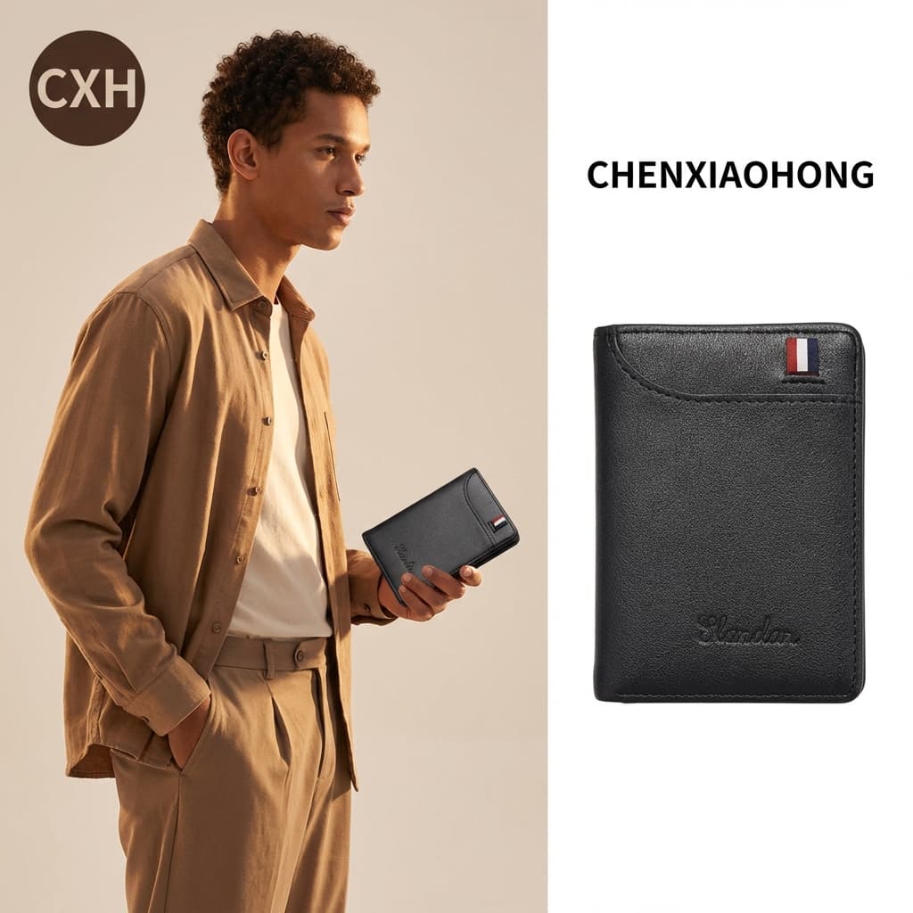 Carteira masculina ultrafina, estilo vertical, porta-documentos pequeno para carteira de motorista e estudante.