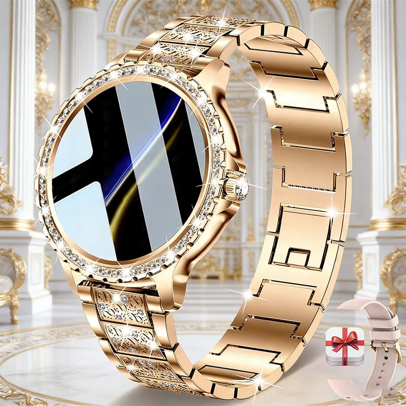 Nova moda feminina bluetooth chamada relógio inteligente 1.32 "amoled tela hd esportes fitness senhoras smartwatch