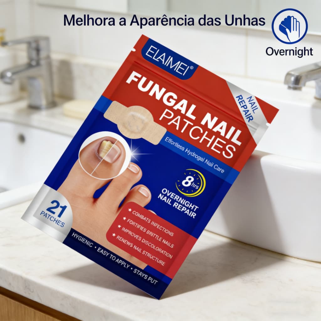 Cuidado Antifúngico Sem Dor | Adesivo Micose para Unhas com 21 Patches Invisíveis e Discretos