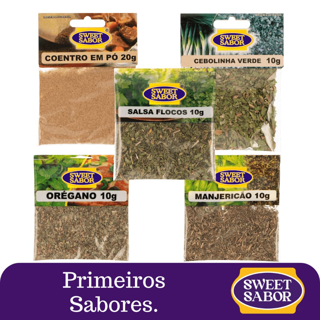 Kit 5 Temperos Naturais Introdução Alimentar Bebê 6 Meses Sabor Saudável Ervas Desidratadas Sachê
