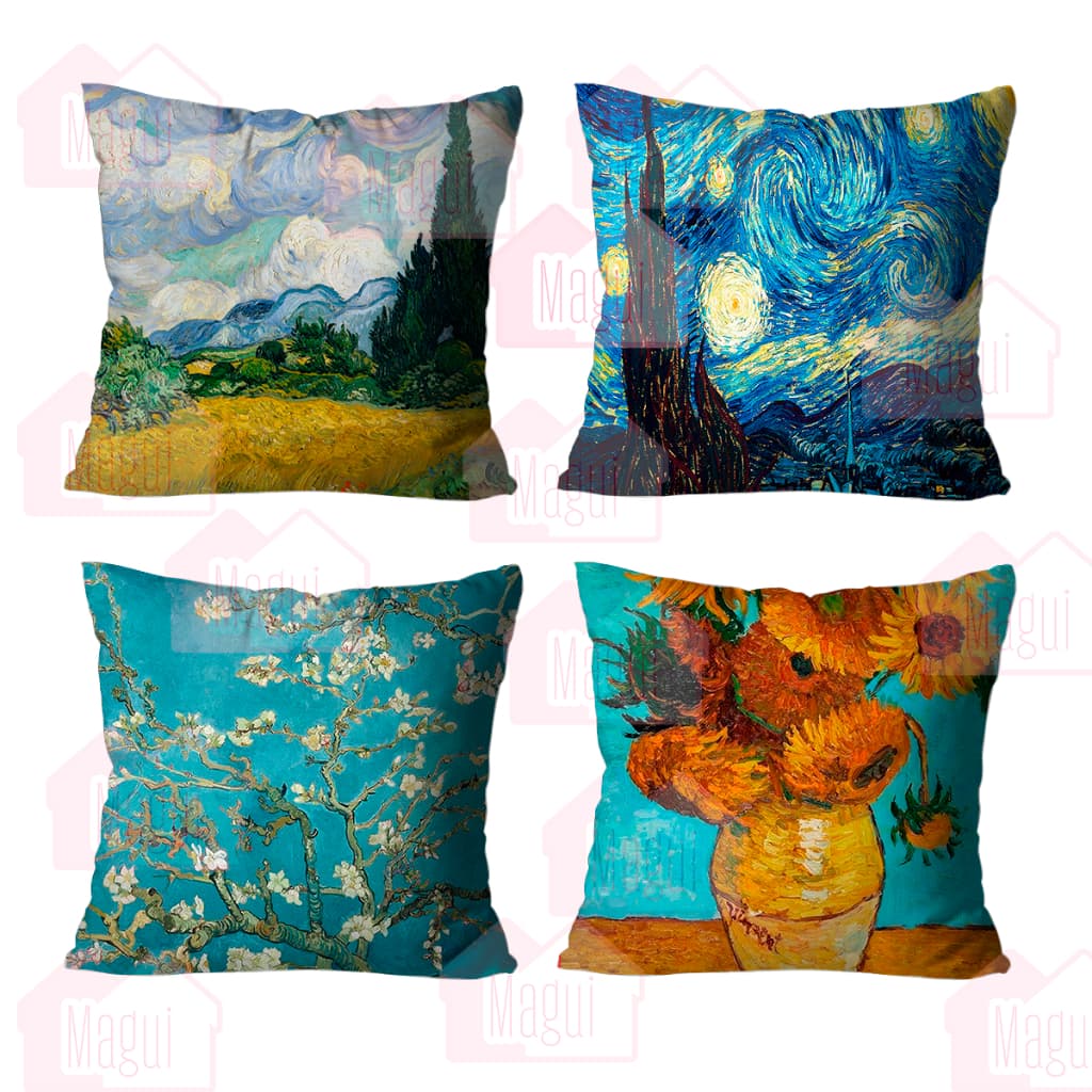 Kit 4 Capas de Almofada Van gogh - Almofadas Decorativas Van gogh