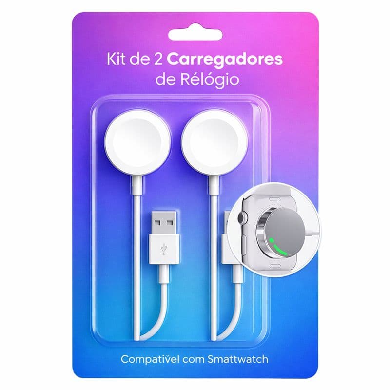 Kit 2 Carregador de Relógio Smartwatch por INDUÇÃO Universal Modelos ULTRA Kapbom KA-K13