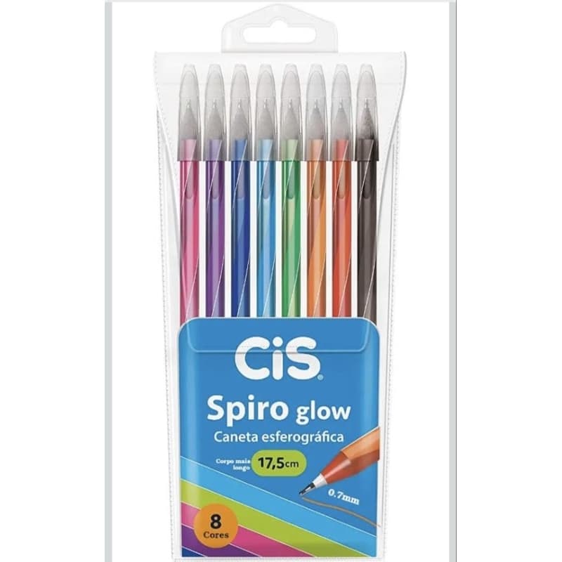 Caneta cis spiro glow ponta agulha 0.7mm, várias cores, preto azul vermelho, coloridas, caneta ponta fina