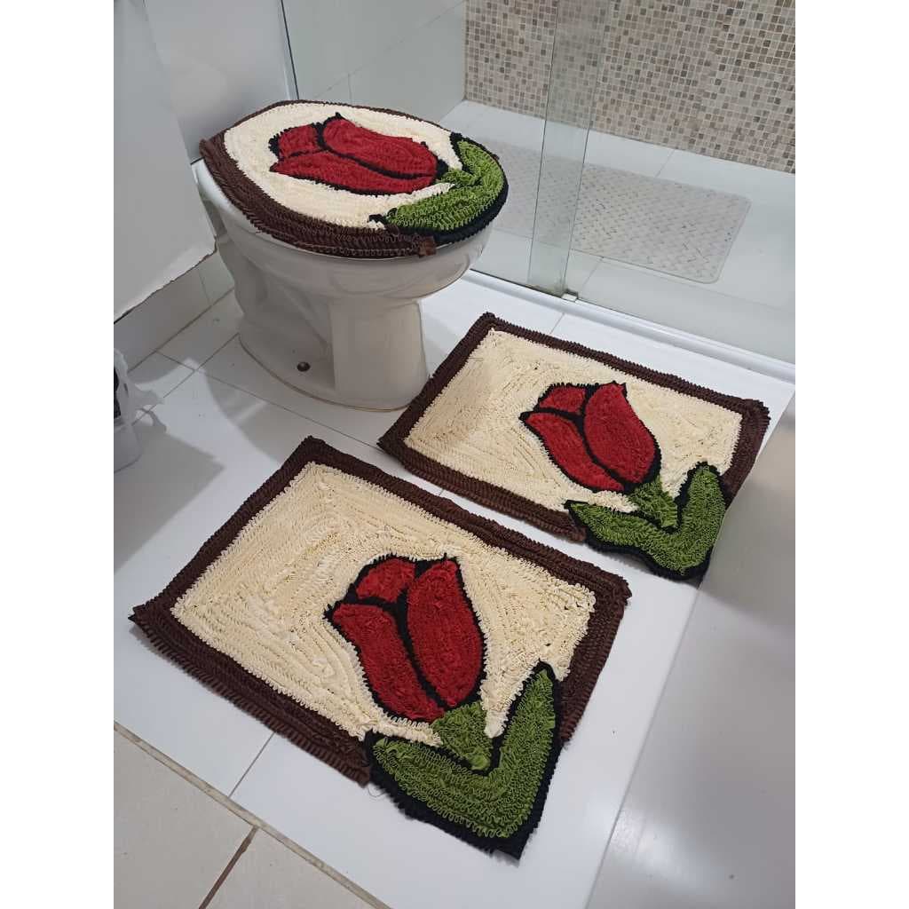Conjunto de tapetes de banheiro Tulipas Linha Clean modelo 2