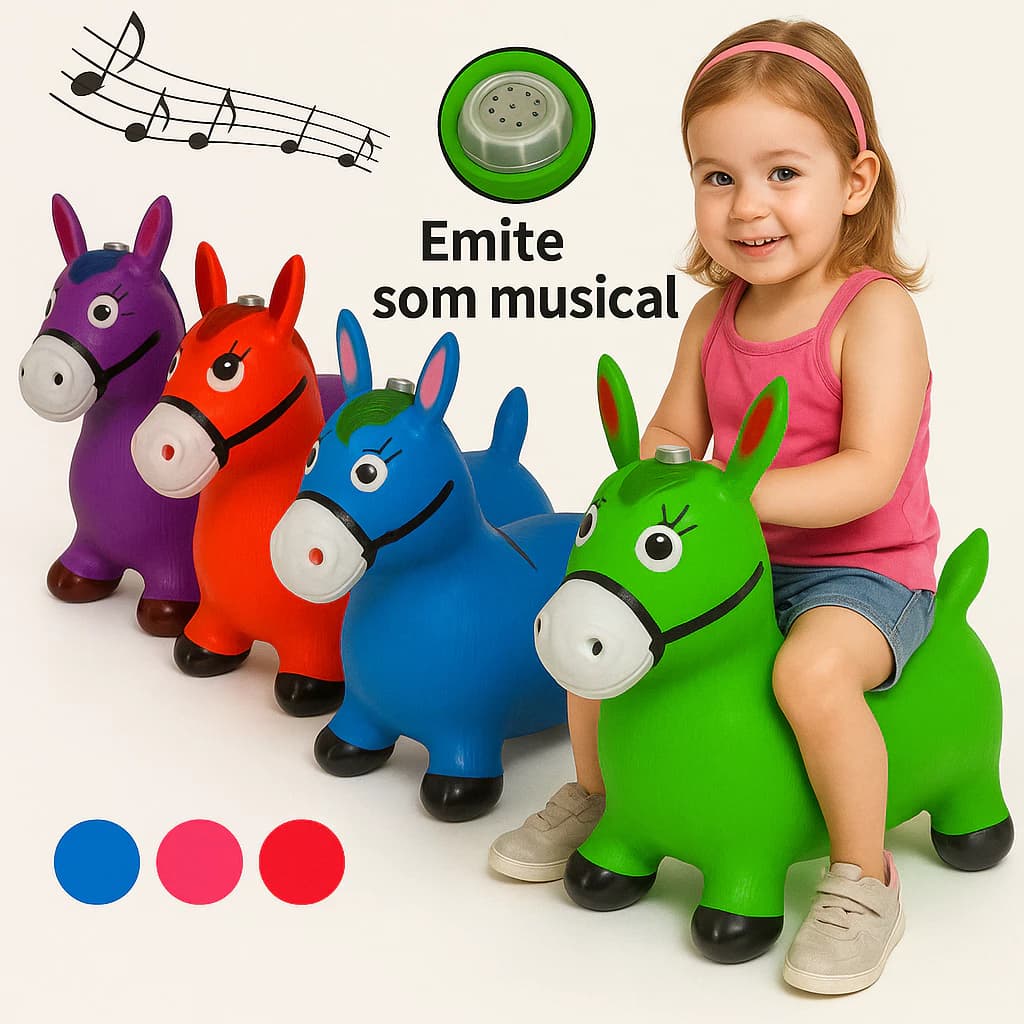 Cavalinho Upa Upa inflavel Pocoto Brinquedo Pula Pula Musica Infantil Com Musica e Led (Cores Sortidas)