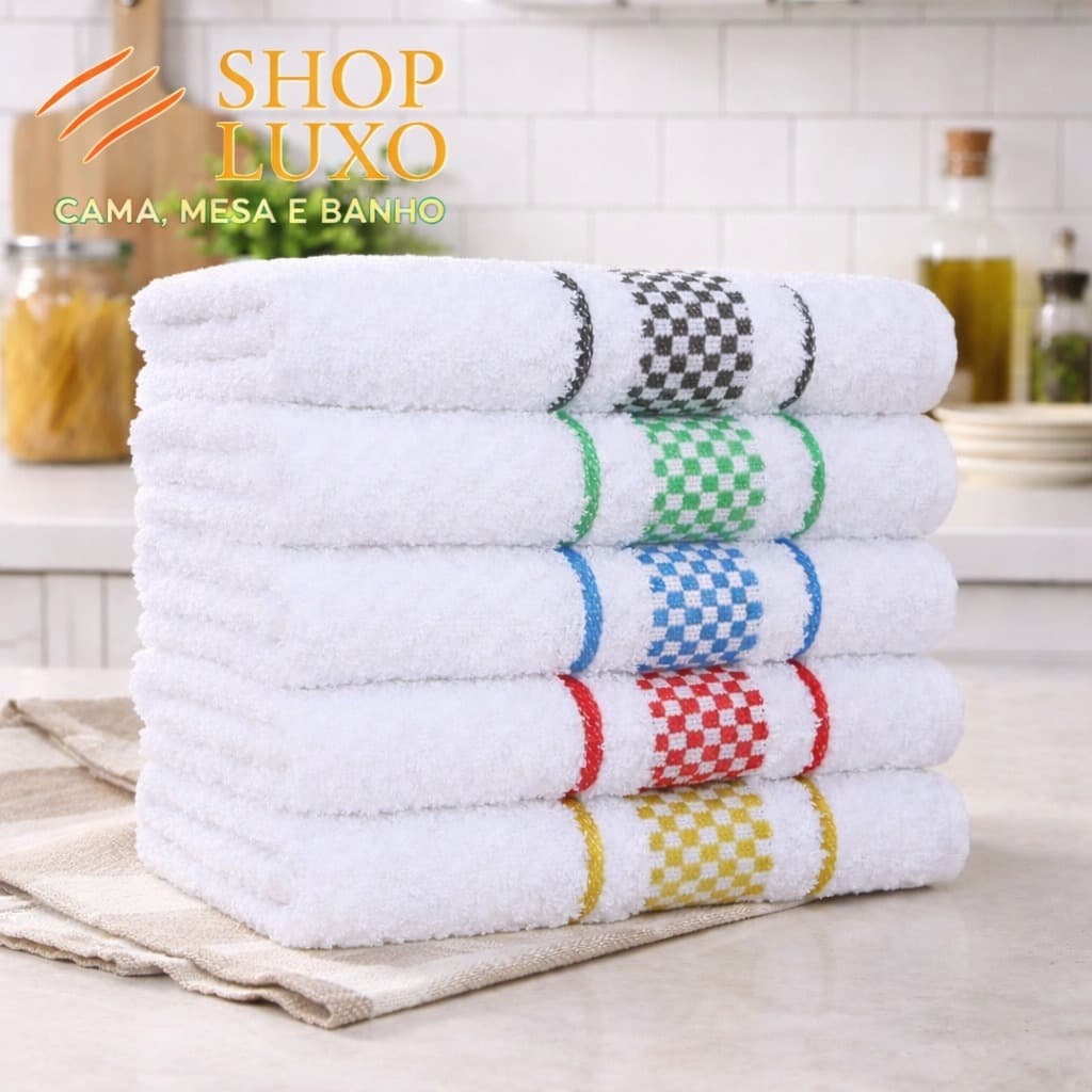 Kit 4 Panos de Prato Algodão Atoalhado Xadrez – Alta Absorção e Durabilidade