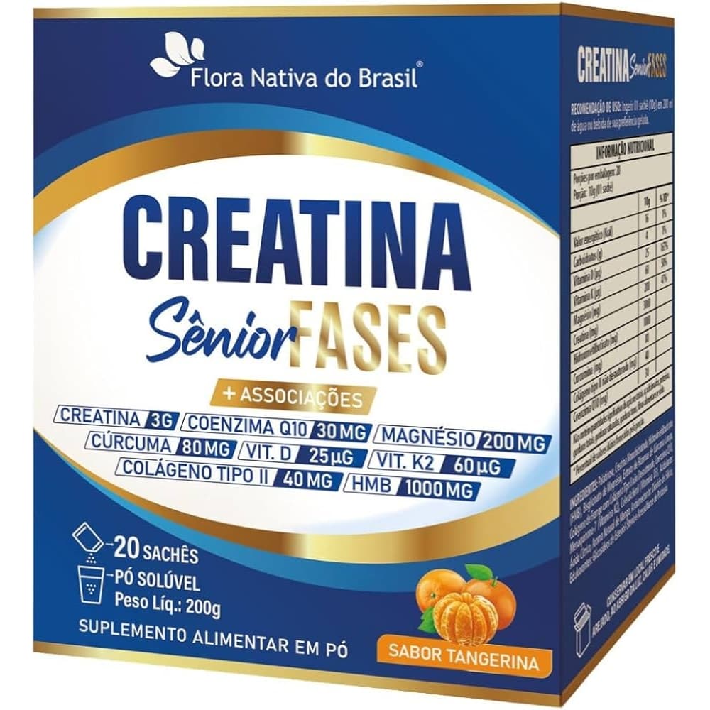 Creatina Flora Nativa Do Brasil Sênior Coenzima Cúrcuma Colágeno Tipo 2 Tangerina 200g