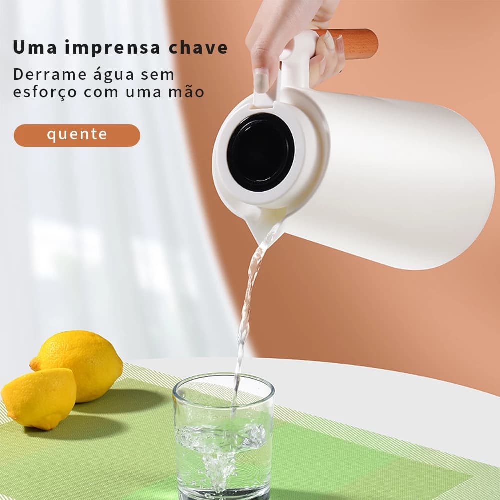 Garrafa Térmica de água,  1 Litro Garrafa Térmica Com Termômetro Led Para Chás / Café Design Moderno Cabo Em Madeira