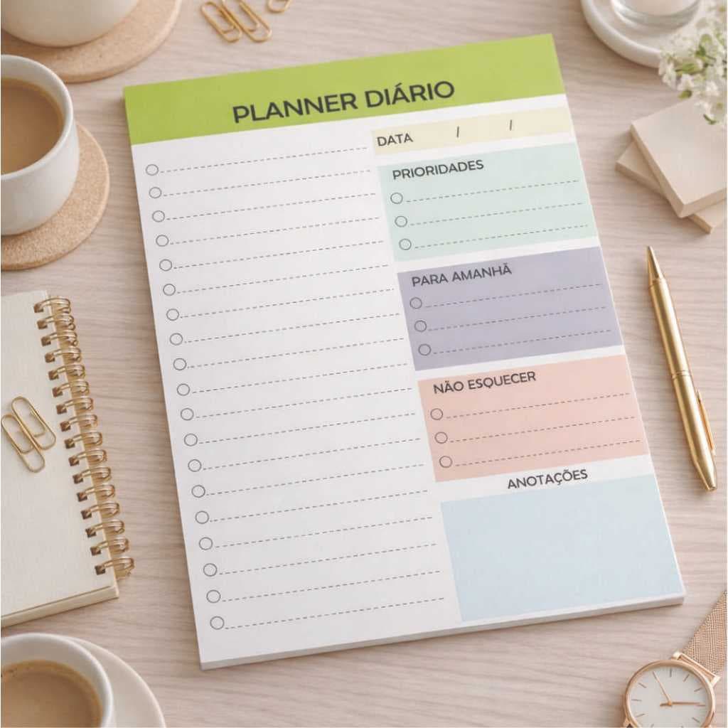 Caderno de Anotações Agenda 2027 Planner Diário Semanal