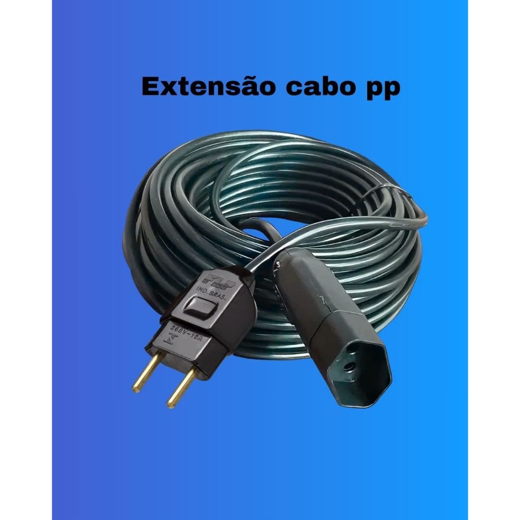 Extensão Elétrica Cabo Pp Grande  5 Metros Reforçada Bivolt Profissional