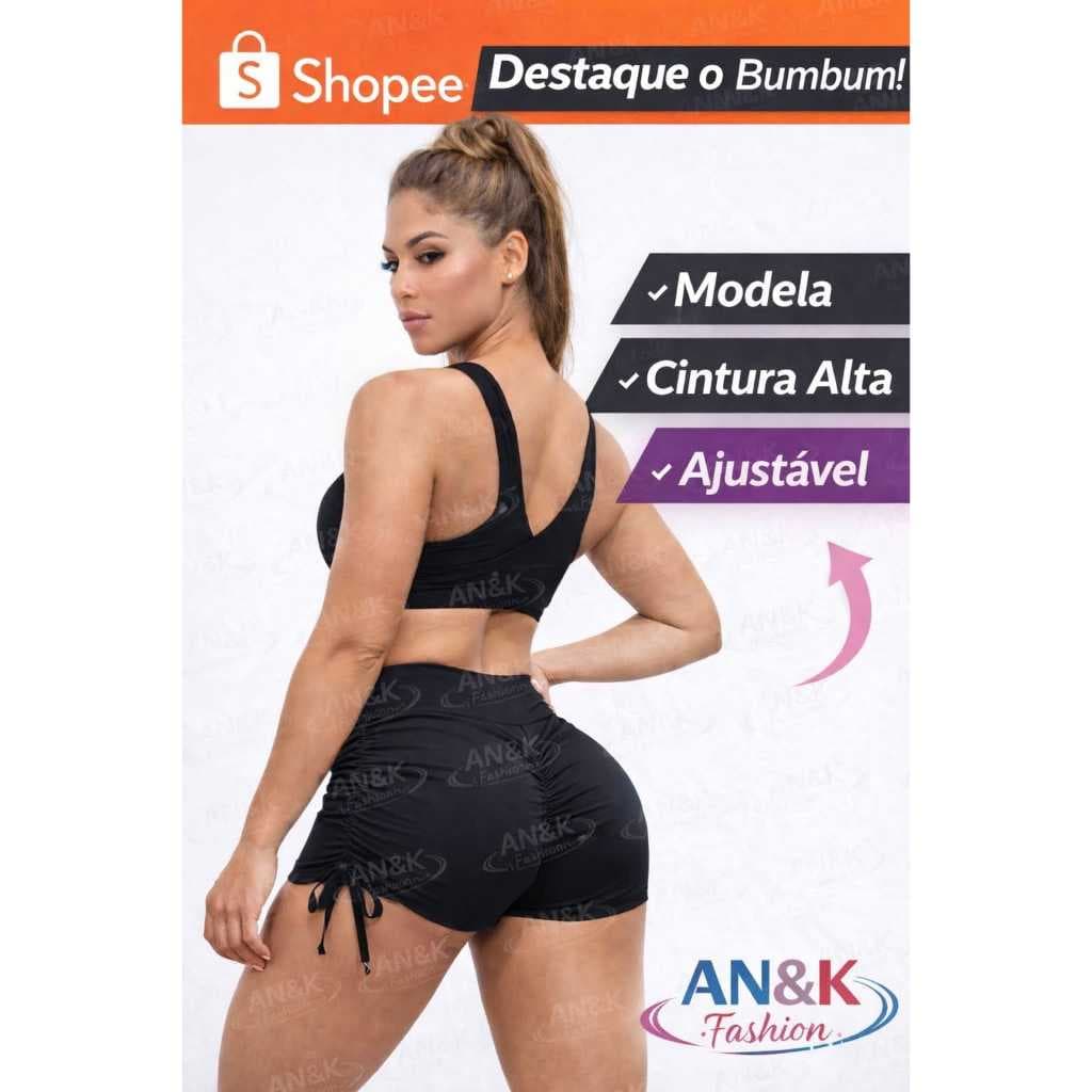 Shorts Fitness  LEVANTA E EMPINA BUMBUM COM ou S/ Amarração lateral