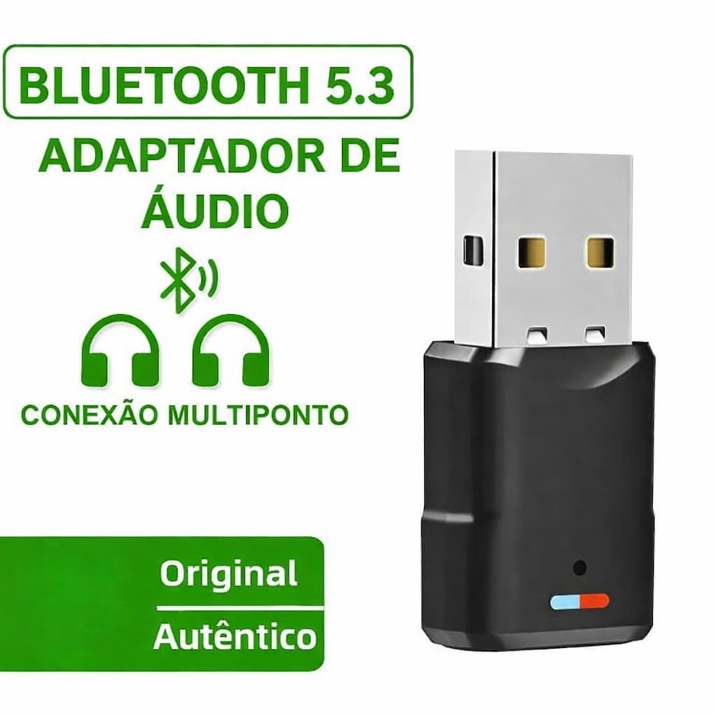 Transmissor Bluetooth 5.3 P/ TV PC PS4 PS5 Switch Conecta 2 Fones Sem Fio ao Mesmo Tempo
