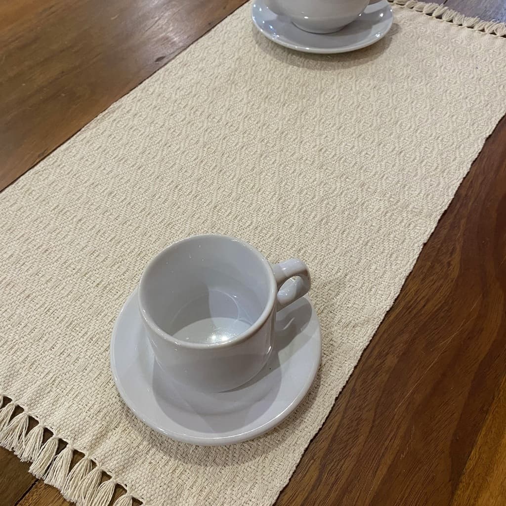 Kit Jogo Americano Mesa Posta Cru Offwhite Neutro Algodão Artesanal Mineiro