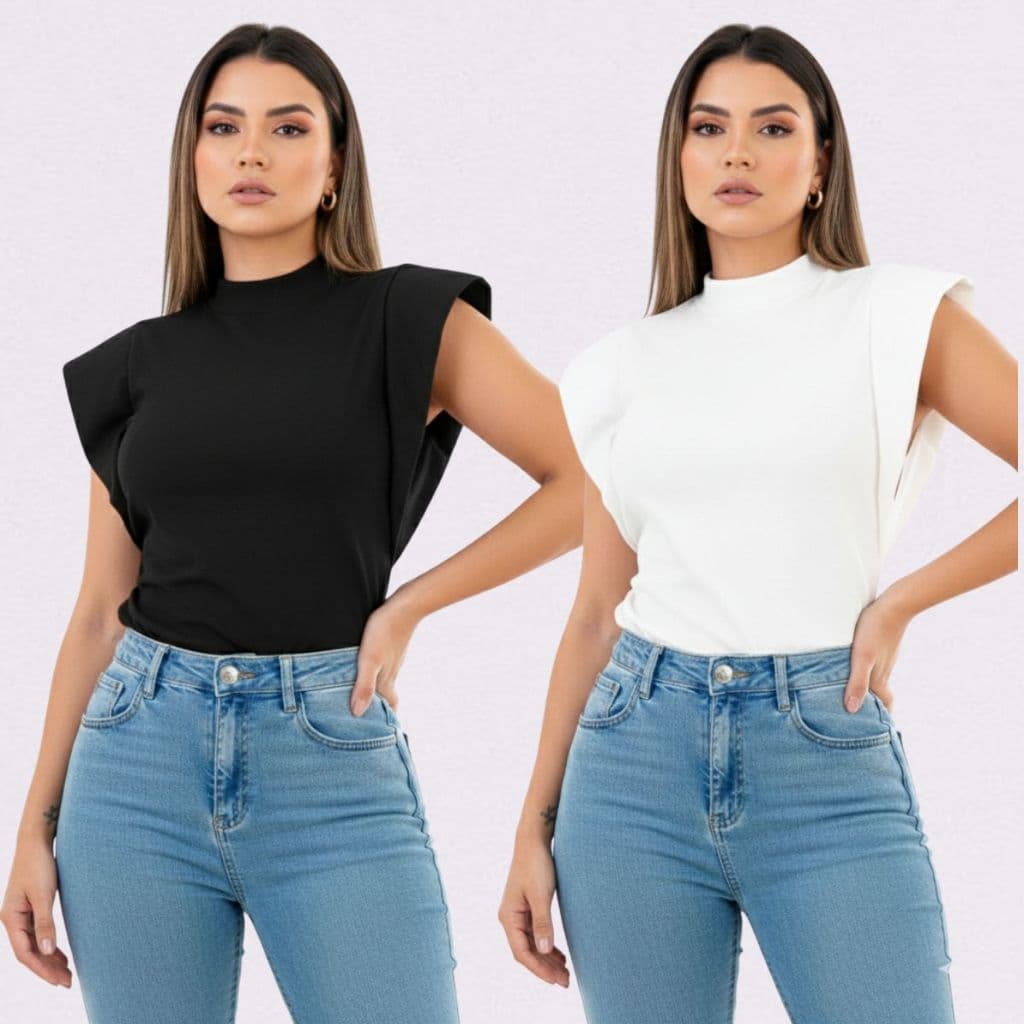 Kit 2 Blusa Feminina Muscle Tee em Algodão 100% com Toque Macio