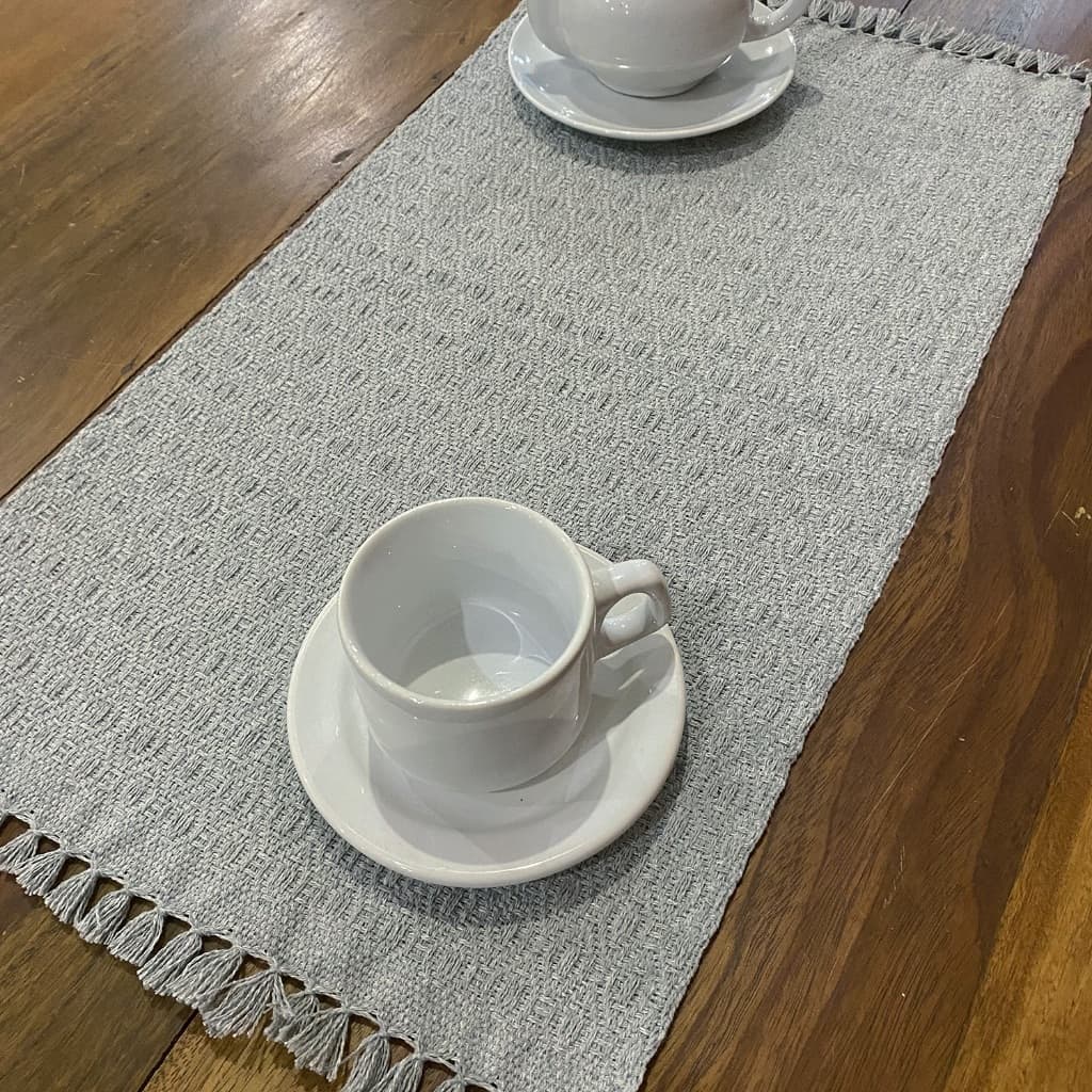 Kit Jogo Americano Mesa Posta Cinza Neutro Algodão Artesanal Mineiro