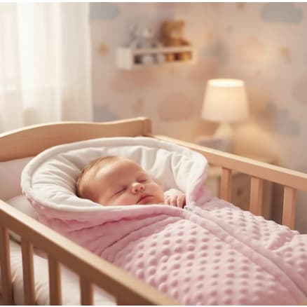 Porta Bebê Saco Dormir Acolchoado Tecido Soft Bolhas Cor Rosa Bebê Menina.