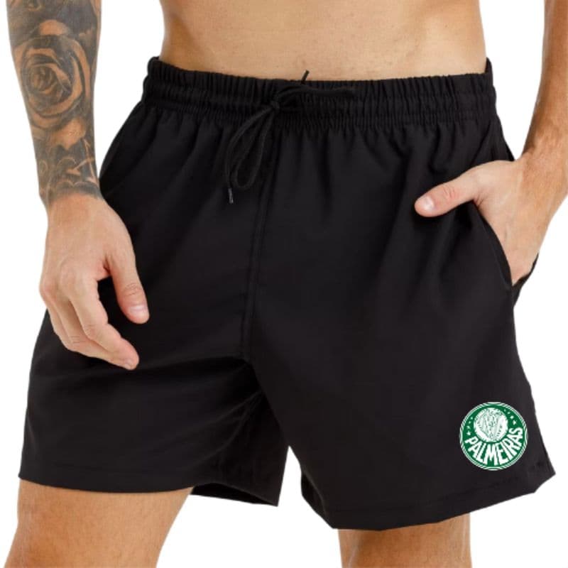 Short Tectel Elastano Bermuda Masculino Preto Time Futebol Excelente Qualidade